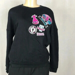 Dream Works Size Medium Trolls Mufti Patches Black Sweatshirt. New With Tags.